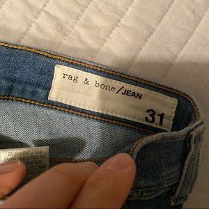 Rag and bone frayed hem high rise skinny jean